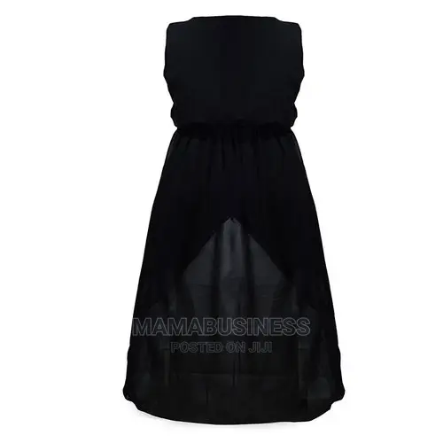 Sleeveless Midi Long Chiffon Hem Dress - Black