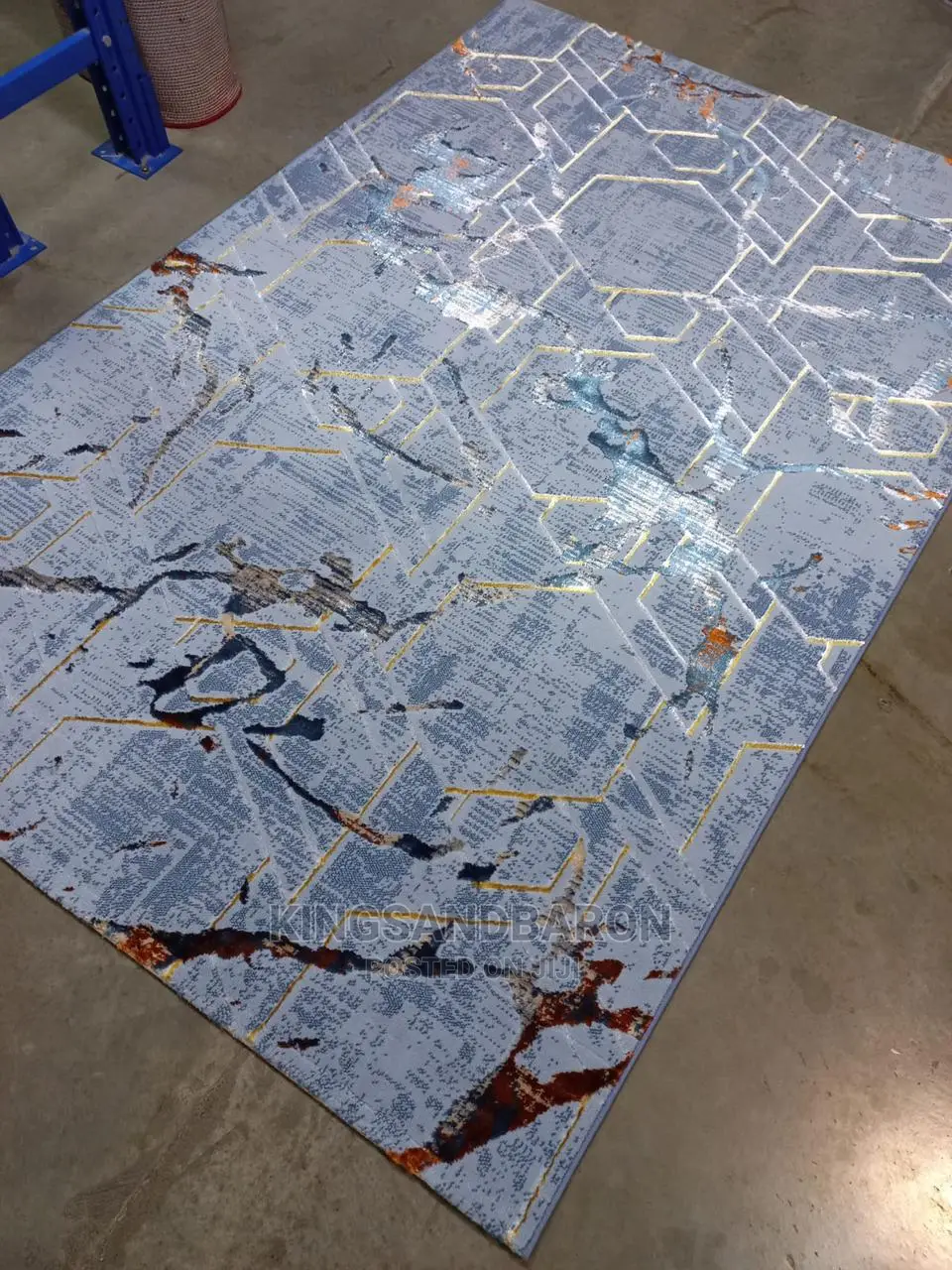 4*6fts Torquoise Blue and Gold Center Rug