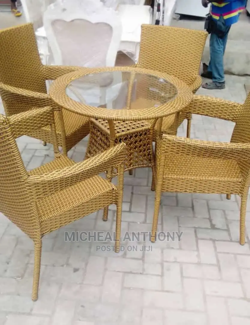 Restaurant Dining Table With Unique Net Chairs