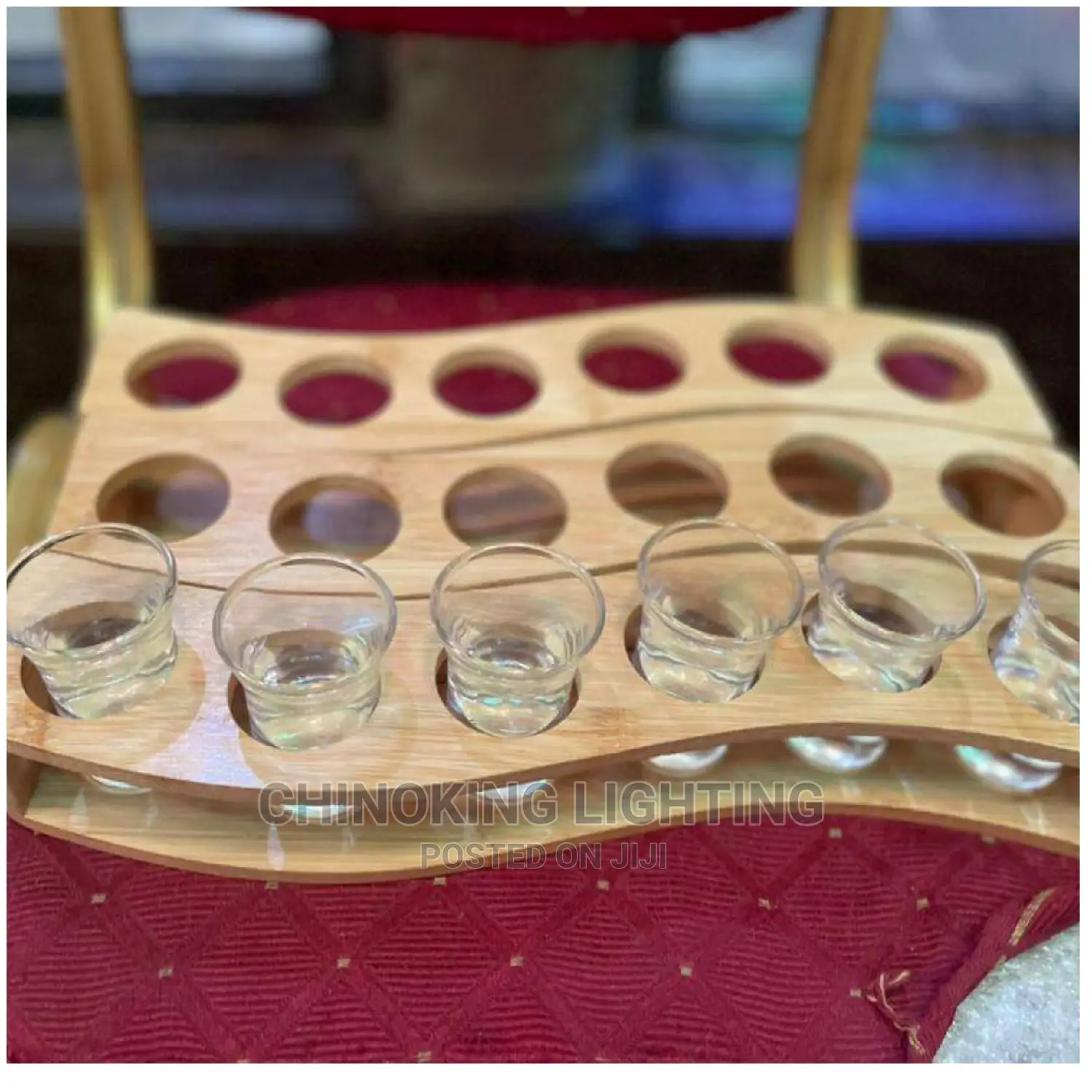 Tequila Shot Glasses Wooden Rack