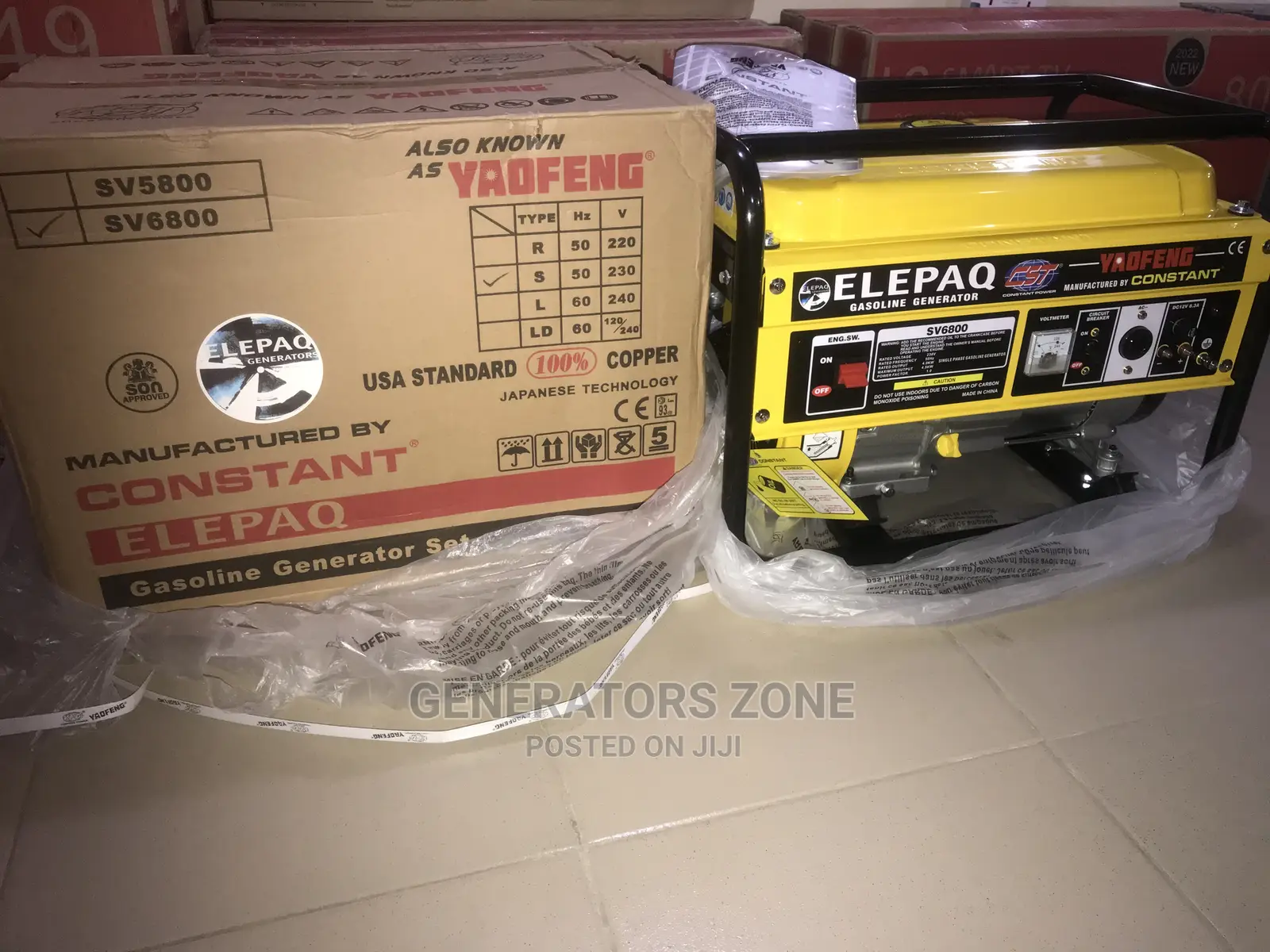 Elepaq Constant SV6800 Manual 4.5KVA LESS NOISE Generator