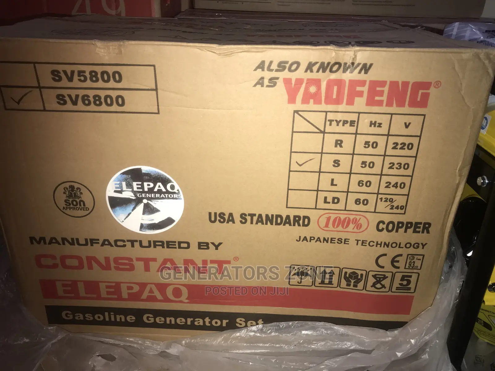 Elepaq Constant SV6800 Manual 4.5KVA Generator--Reliable