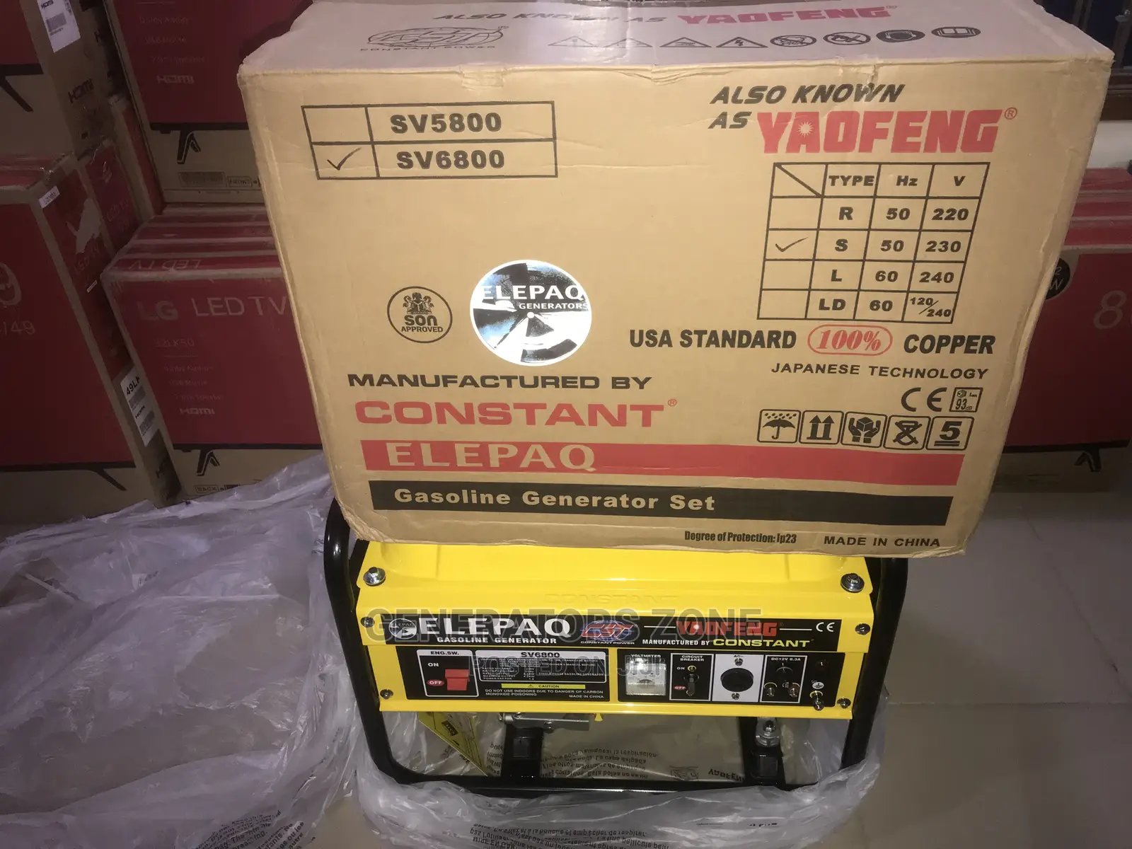 Elepaq Constant SV6800 Manual 4.5kva Generator-100% COPPER
