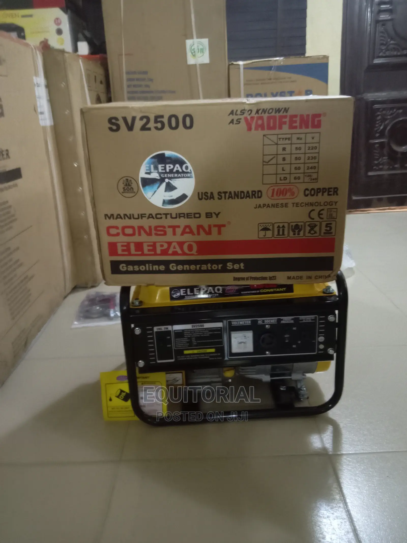 Strong Elepaq Constant Petrol Manual Generator Sv2500 1.8kva