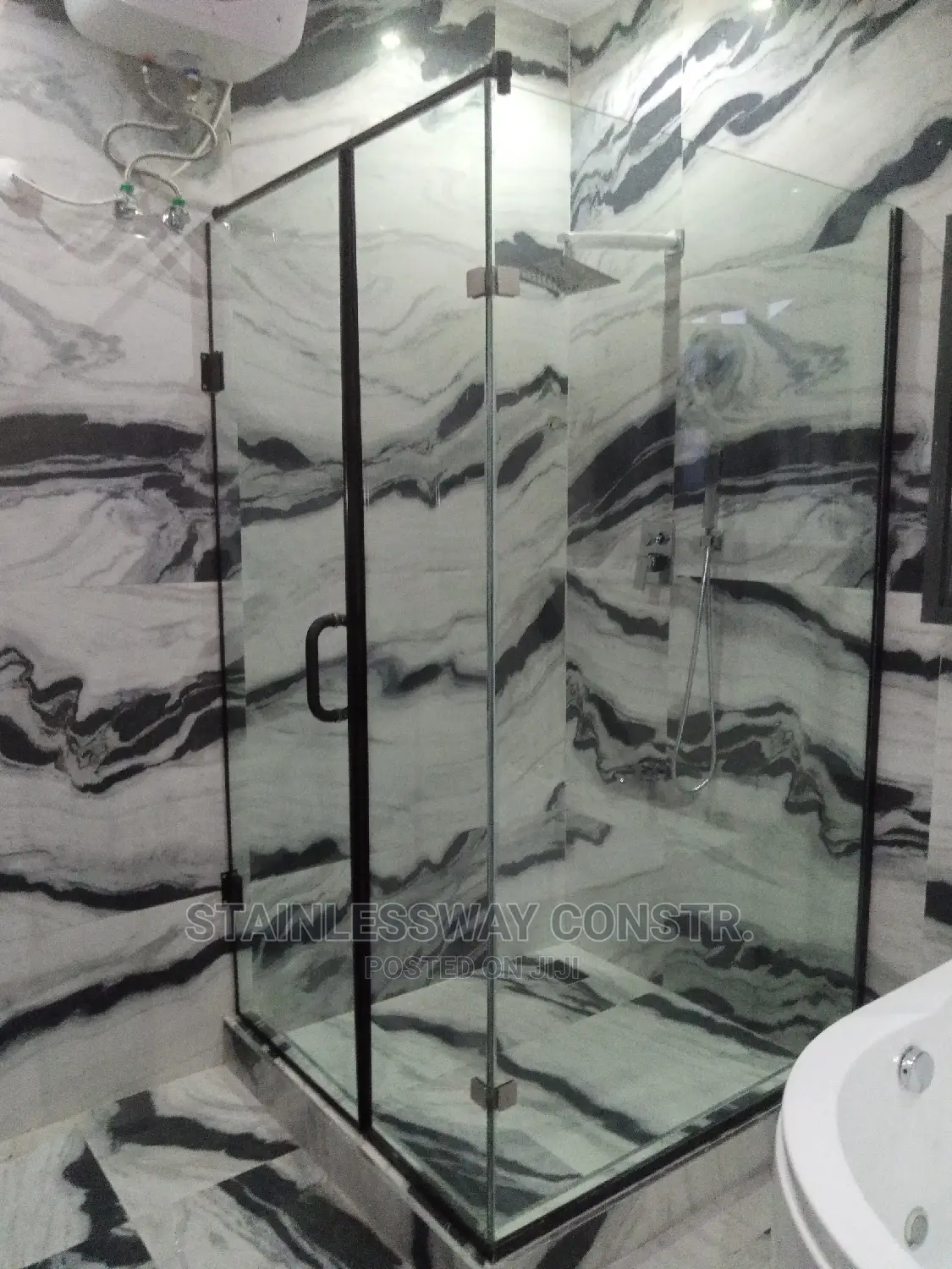Shower Glass Cubicle Black Accessories