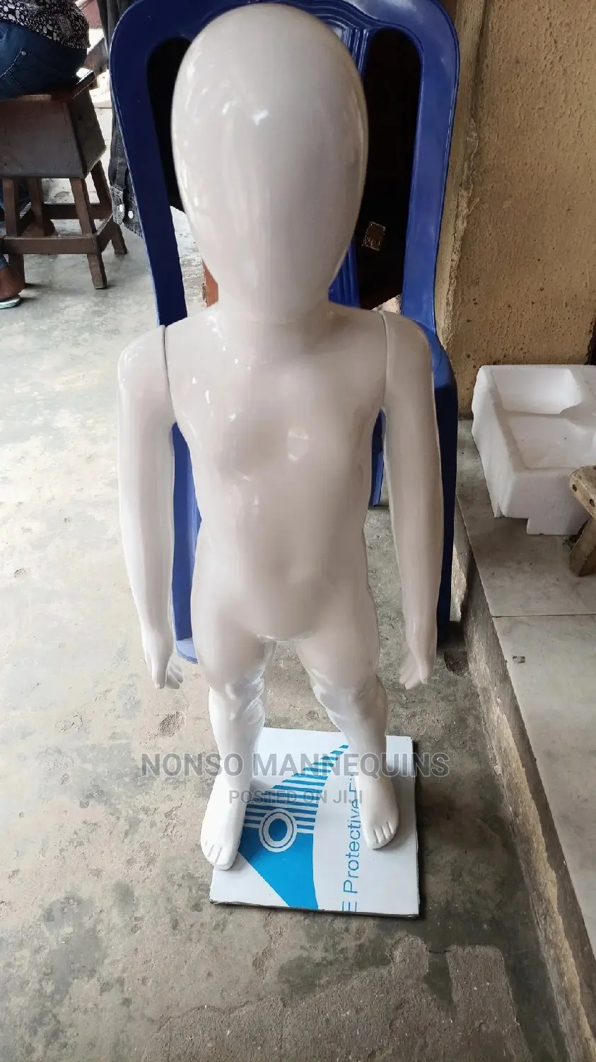 Age 1 to 3 Years Faceless Glossy White Unisex Kids Mannequin