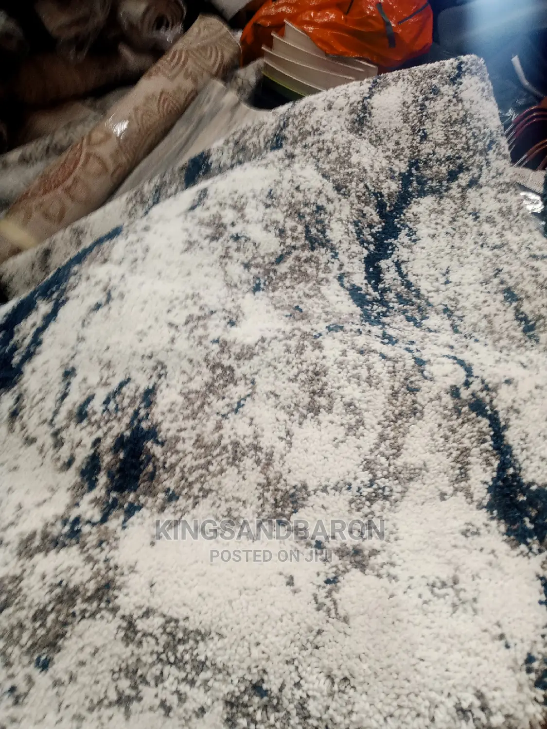 5*7fts  Blue, Cream And Gray Wool Shaggy Rug (7×10,8*11 )