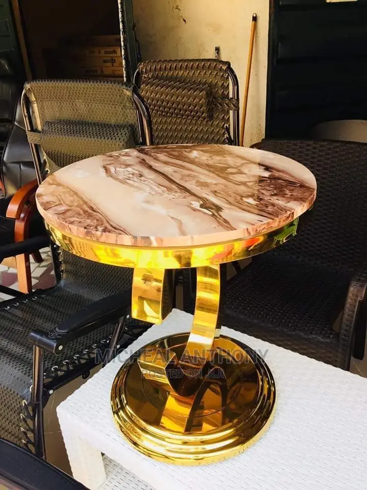 Marble Center Table With Pure Gold