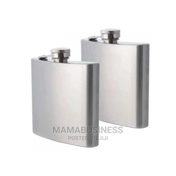 2pc Stainless Steel Unbranded Pocket Liquor Whisky Hip Flask