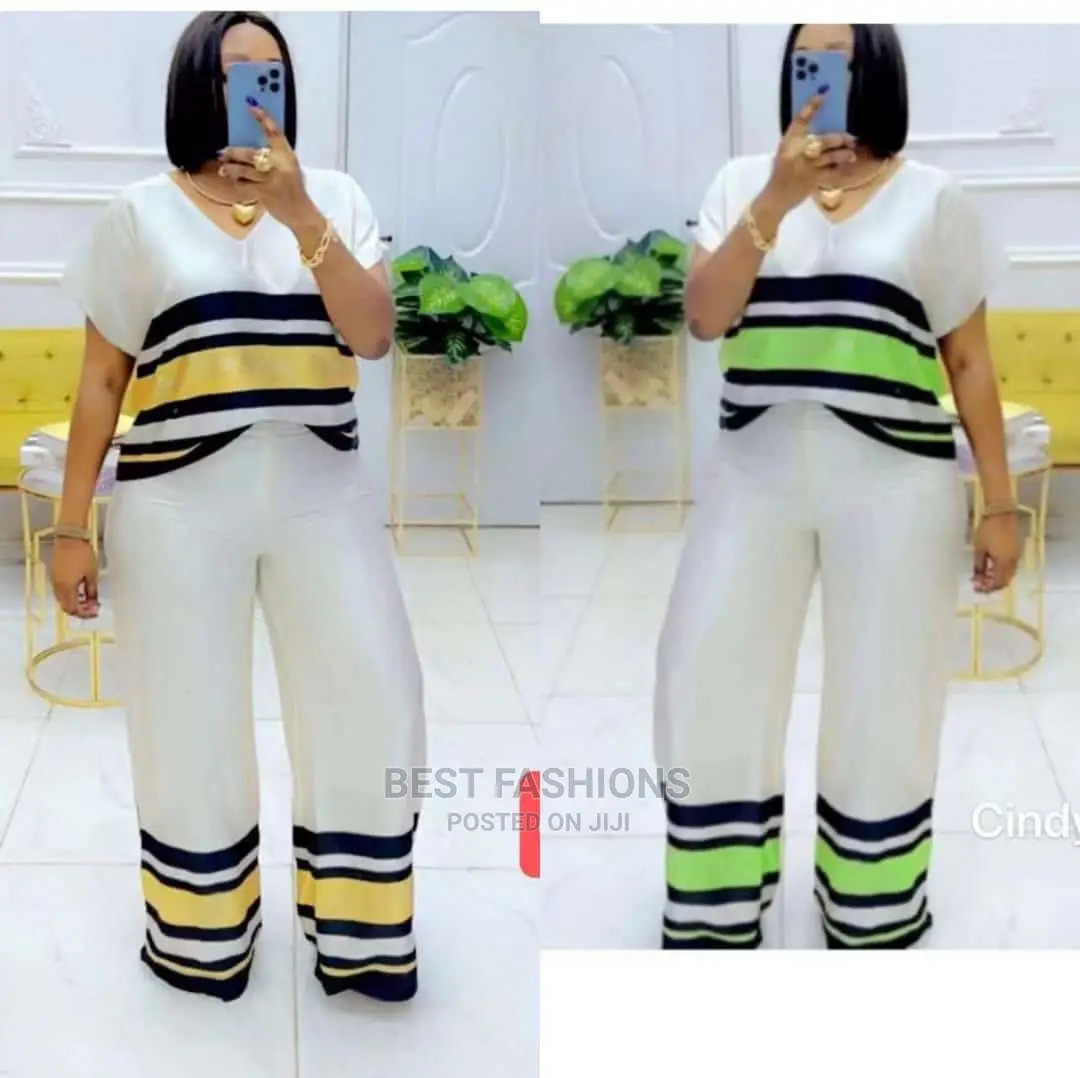 Classic Ladies White Up and Down Trousers