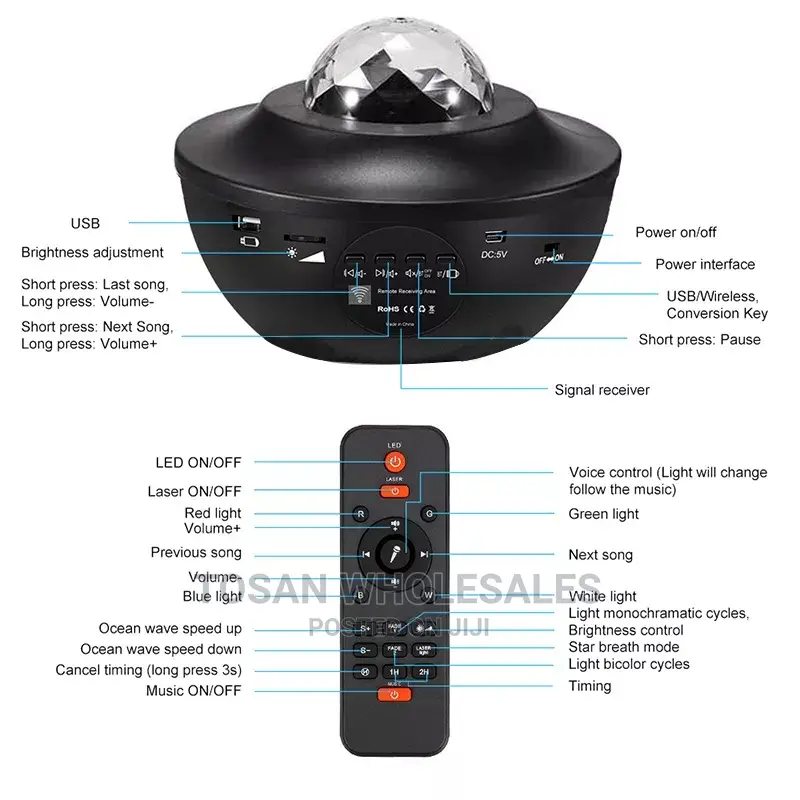 Starry Projector Light Led Night Lamp With Remote Control