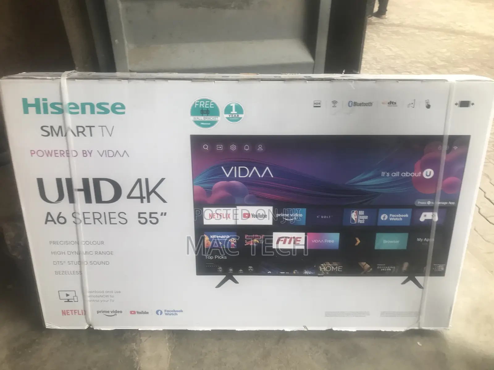 Hisense 55 Inches Smart Tv. 4K UHD With Bluetooth