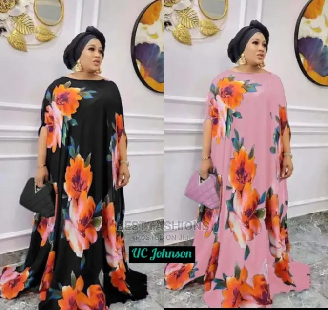 Trendy Multi Colors Flower Print Bubu Gown