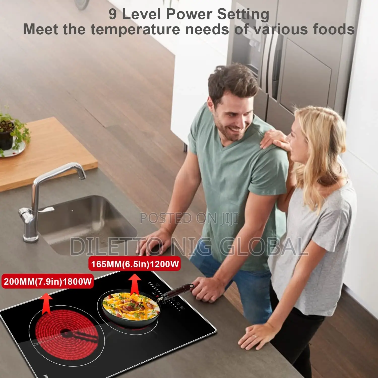 12 Inch Electric Ceramic Hob, 2 Burner Electric Cooktop.