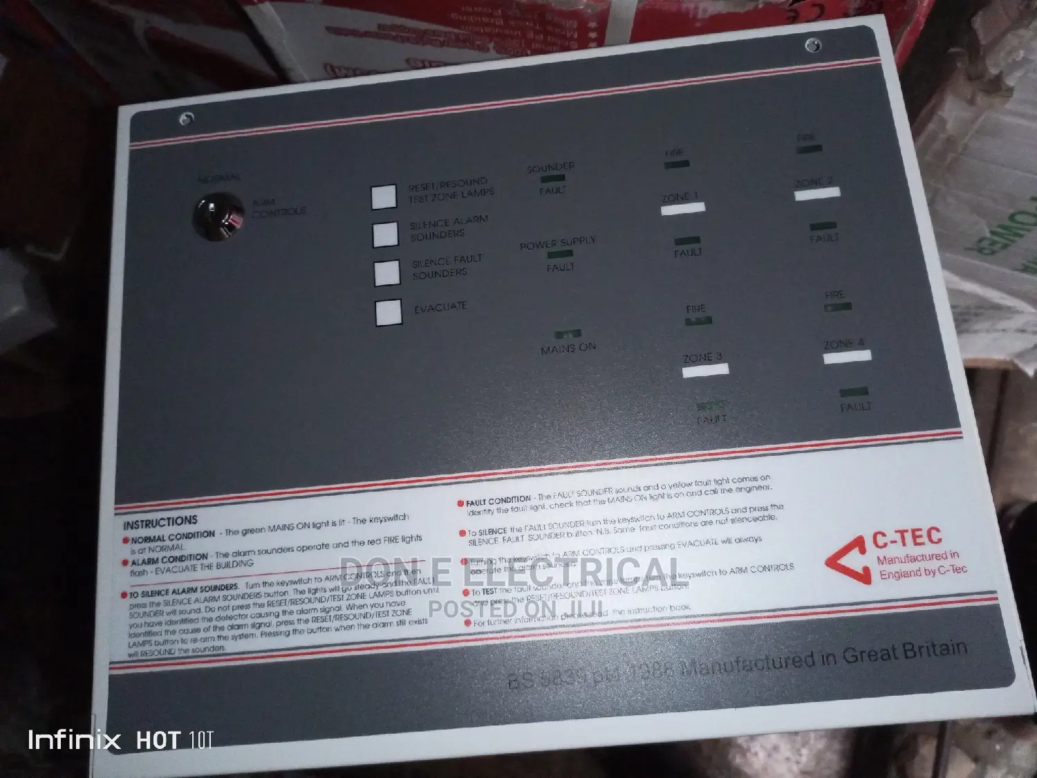 4 Zone C Tech Fire Alarm Pannel