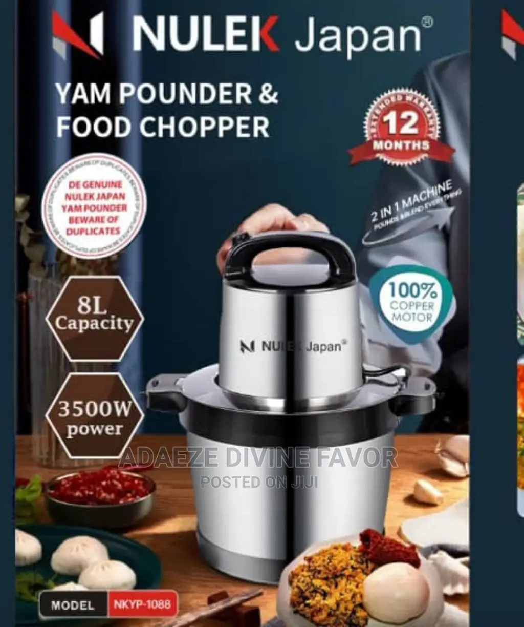 Nulek Japan 8l 3500w Yam Pounder and Food Chopper