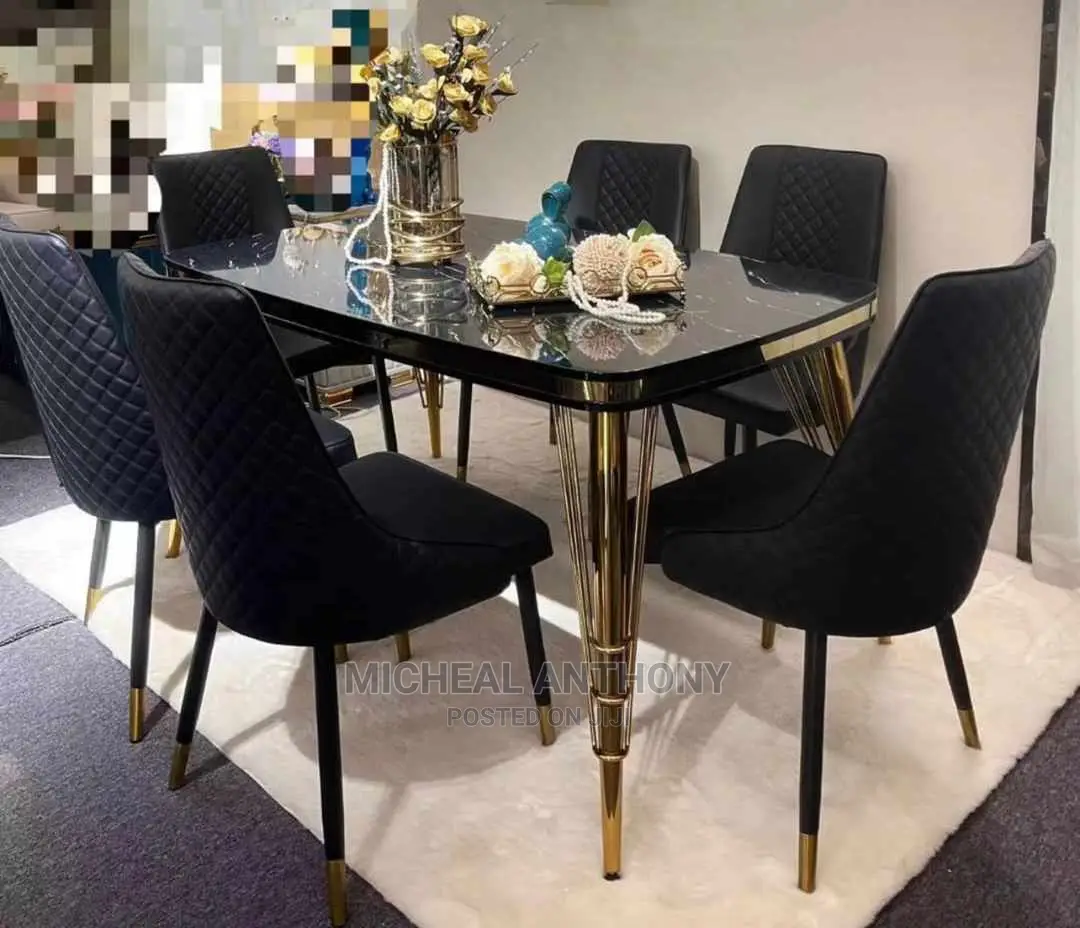 Today Design Dining Table by Six Marble Top With Six Chairs