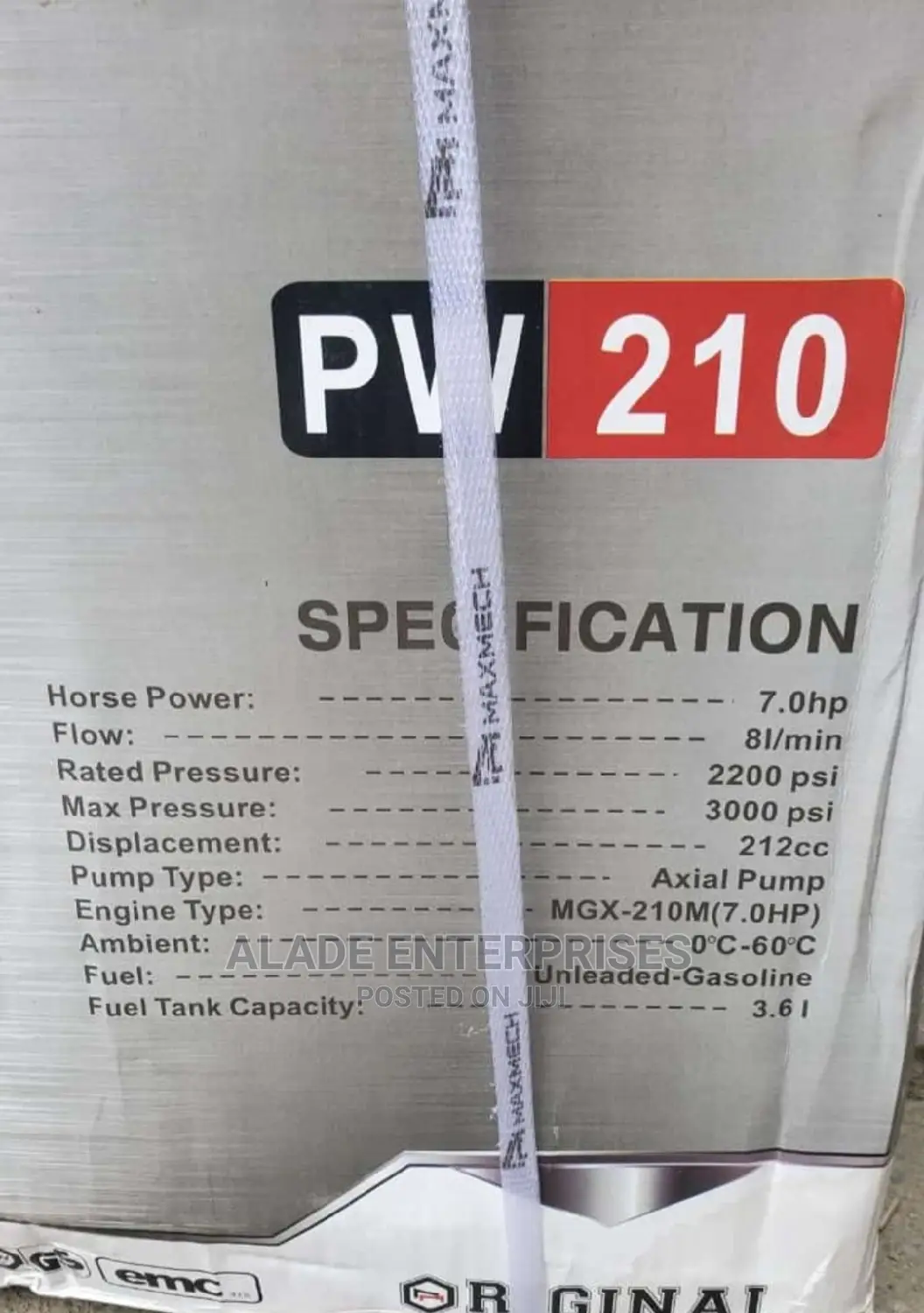 Maxmech Gasoline Pressure Washer Pw 210 7.0hp