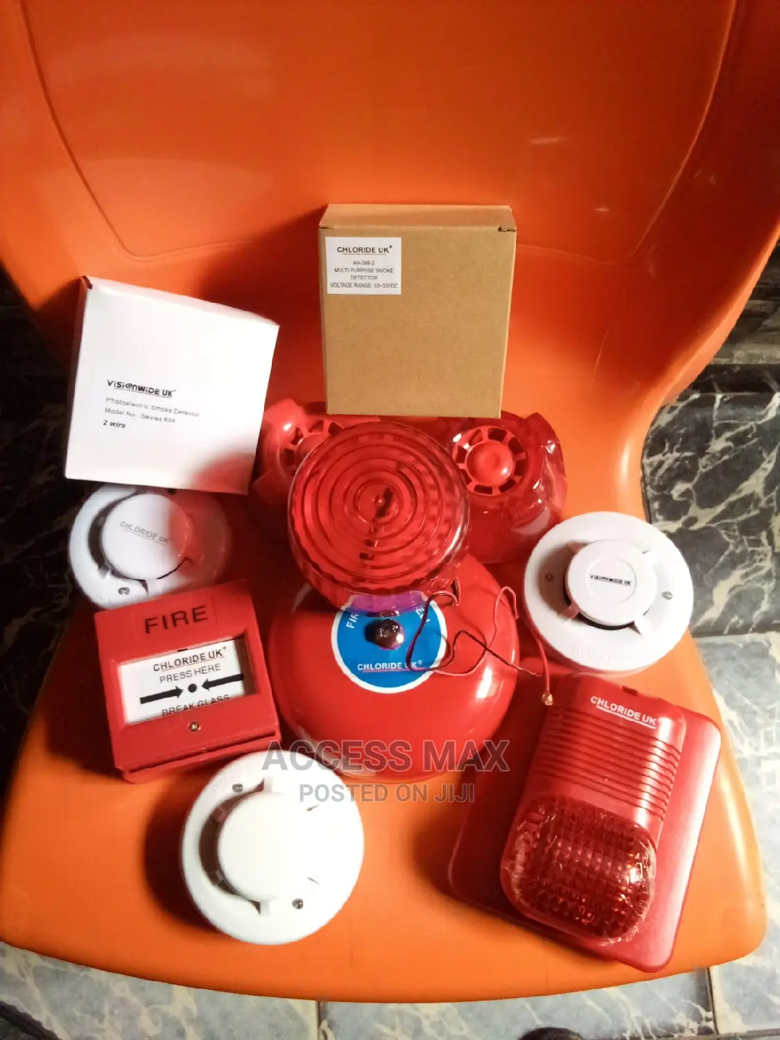 Alarm System Smoke Detector . Break Glass. Sounder Bell