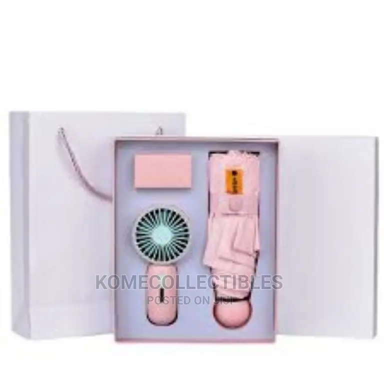 Umbrella, Rechargeable Fan and Charger in a Gift Set