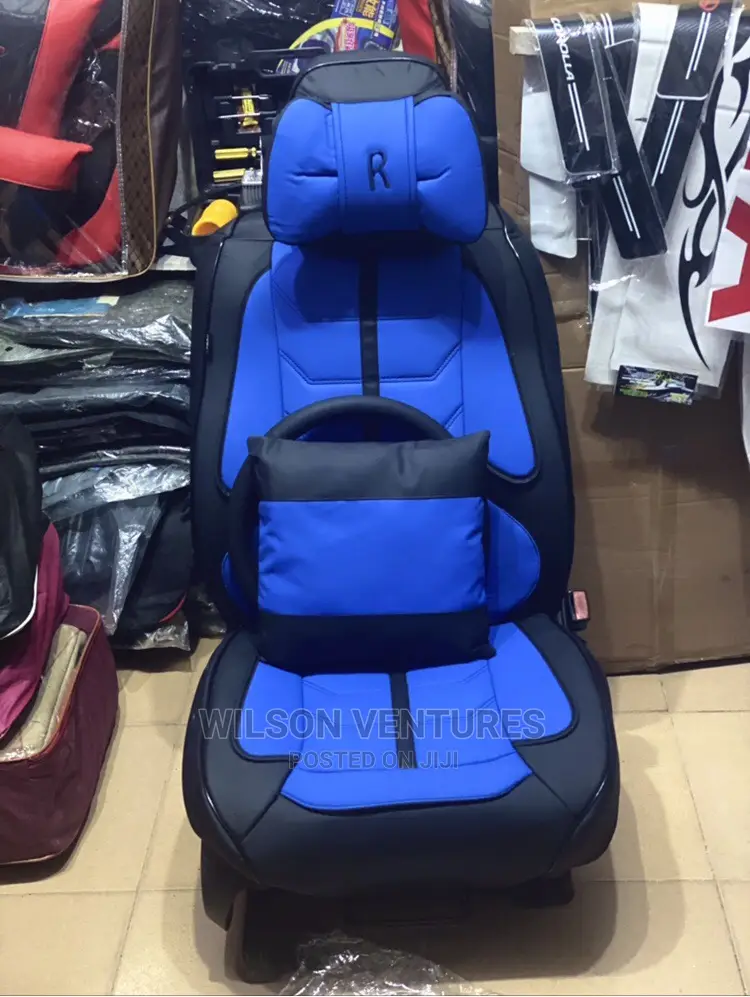R Power Car Seat Cover Blue and Black