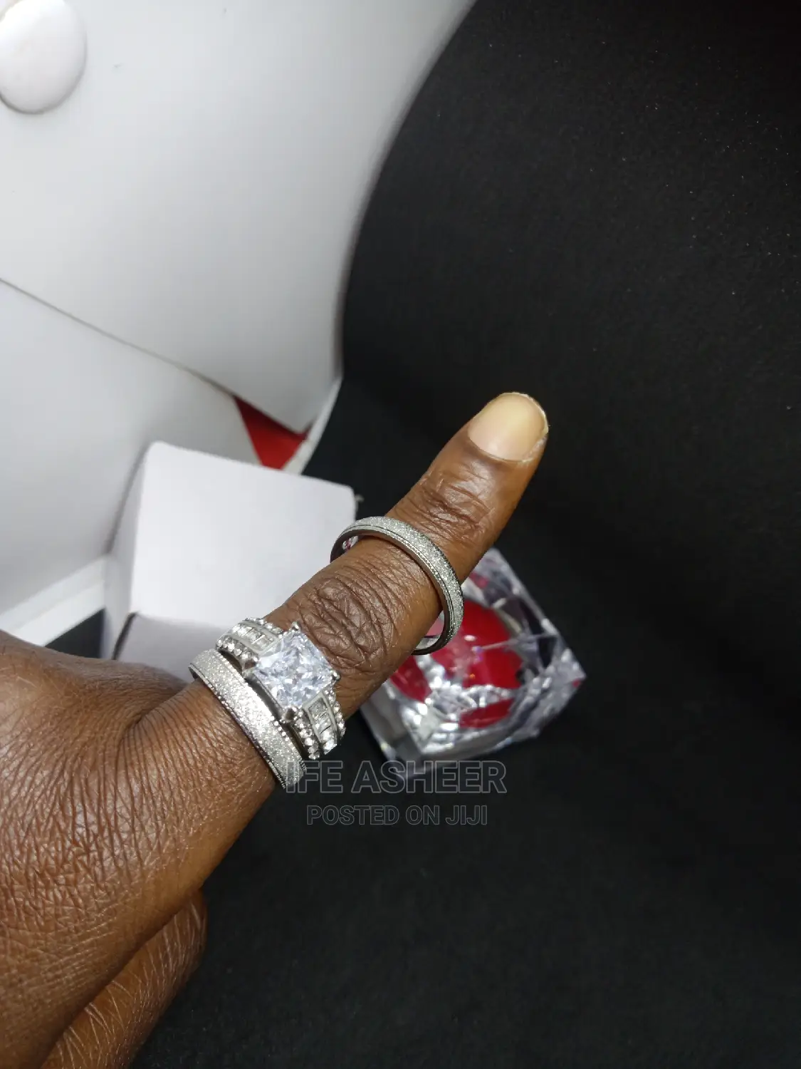 Italian Sterling Silver Couples Set of Wedding Ring - Silver