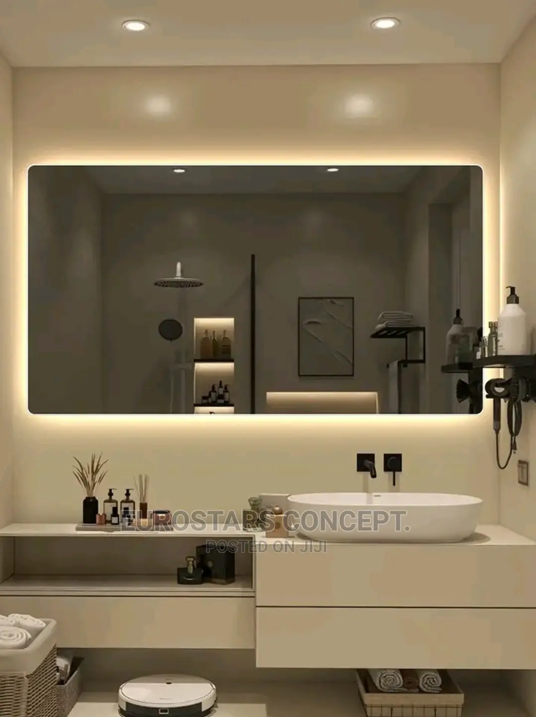 Long Luxury Mirror With 3 Lights an Bluetooth