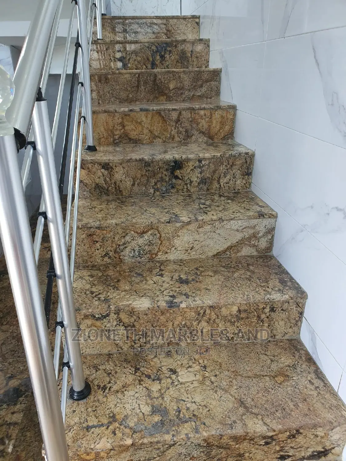 Italian Alaska Gold Granite Slab Step Work