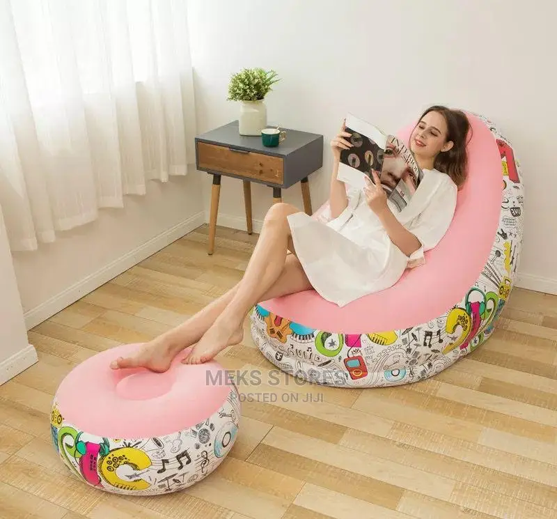 Inflatable Air Sofa With Ottoman and Electric Pump