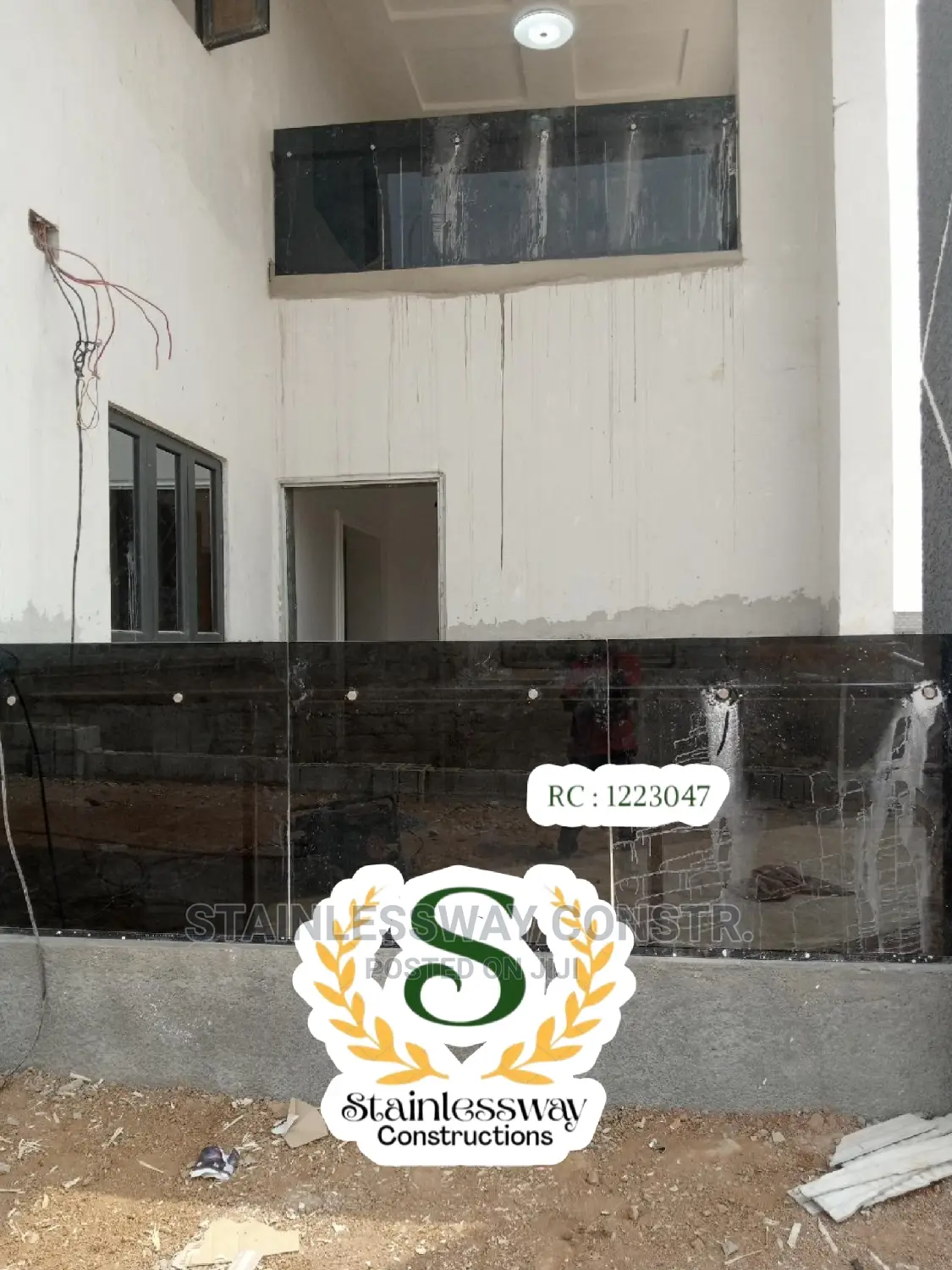 Dark Grey Balcony Glass Railing Delivered at Lokogoma Abuja