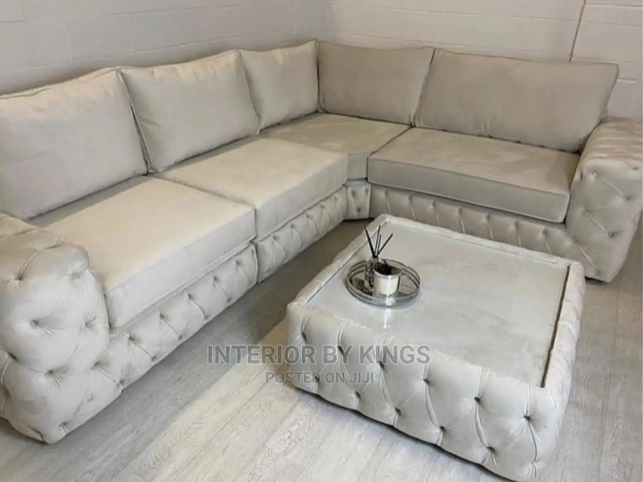 U-Shaped Chesterfield Sofa With an Center Ottoman