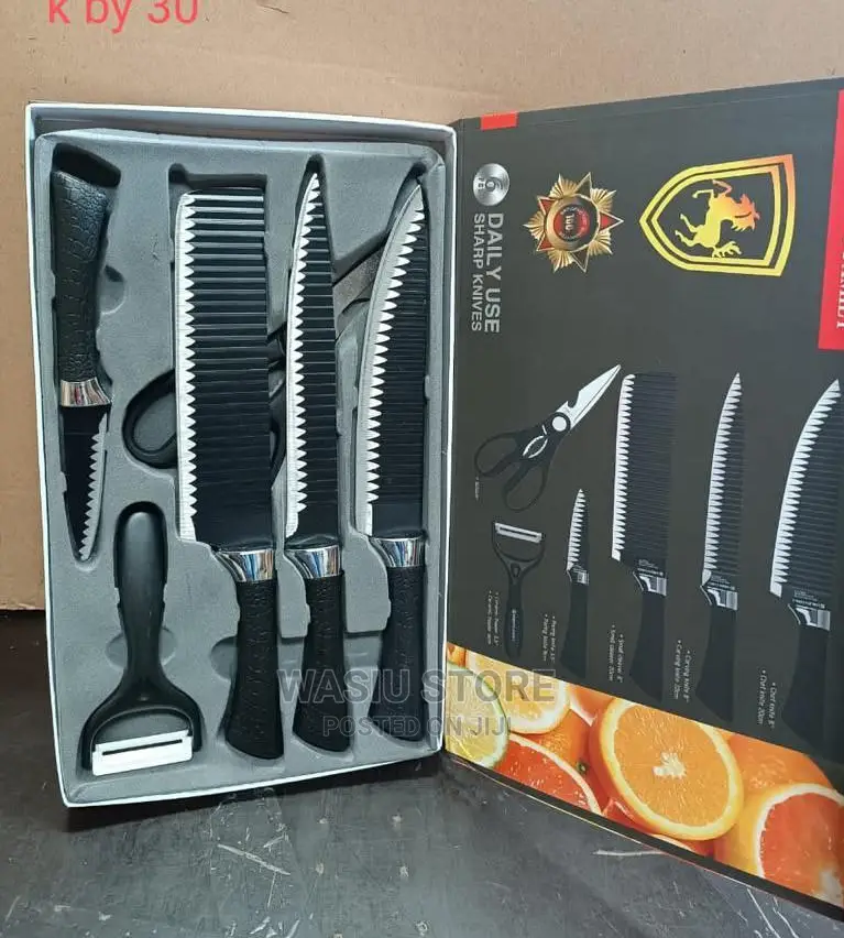 Quality Knives Set Embossed Blade - 6pcs