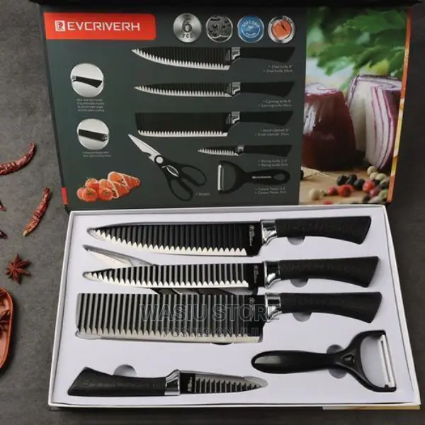 Quality Knives Set Embossed Blade - 6pcs