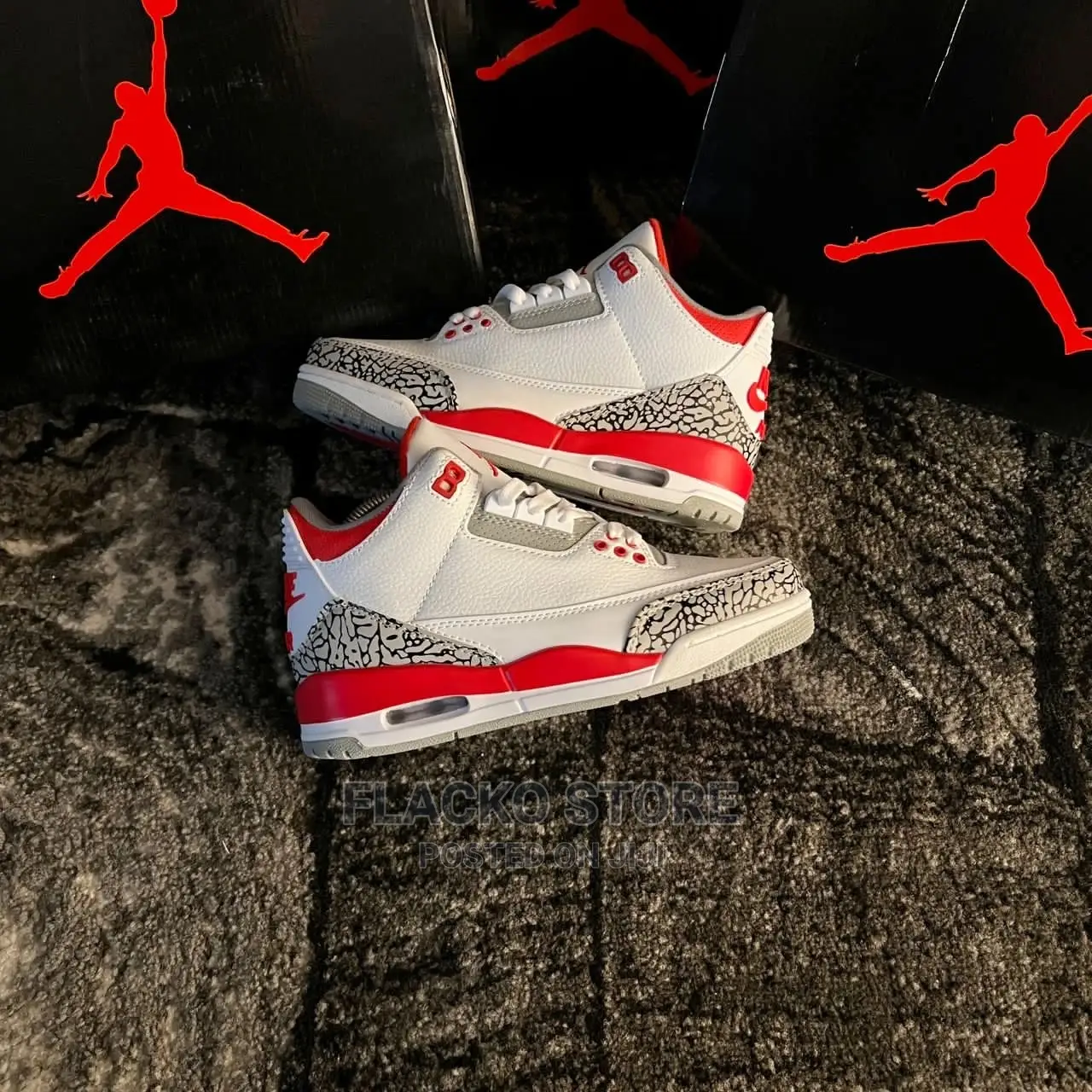 Original Air Jordan 3 Retro Fire Red Sneakers Available