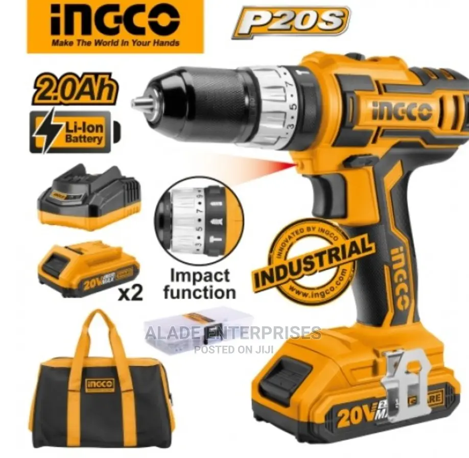 INGCO P20S 20V 2.0ah Lithium-Ion Impact Drill CIDLI2002