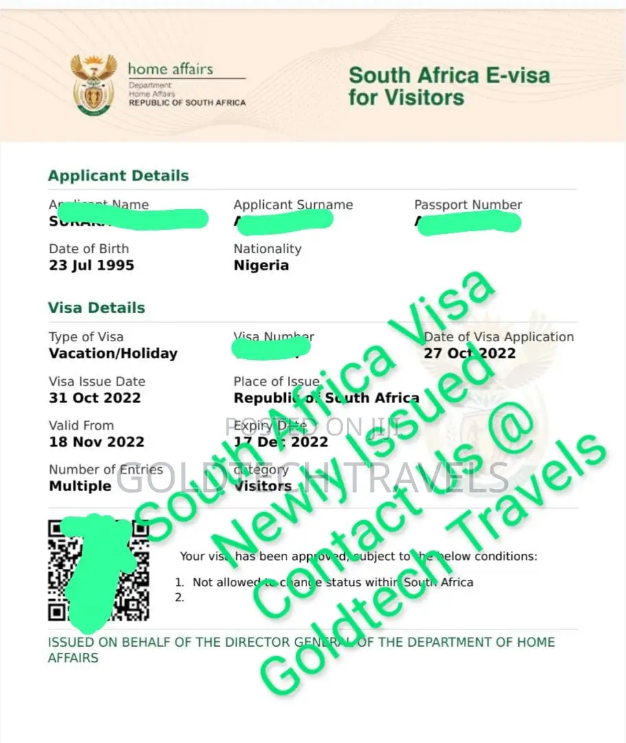 South Africa E-Visa Available