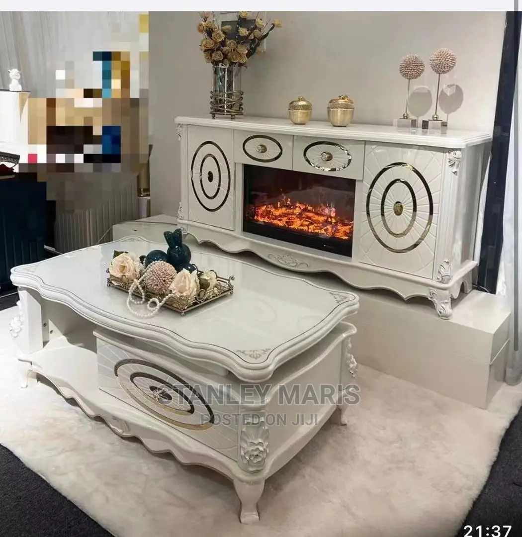 Luxurious Fireplace Tv Shelf With Centre Table