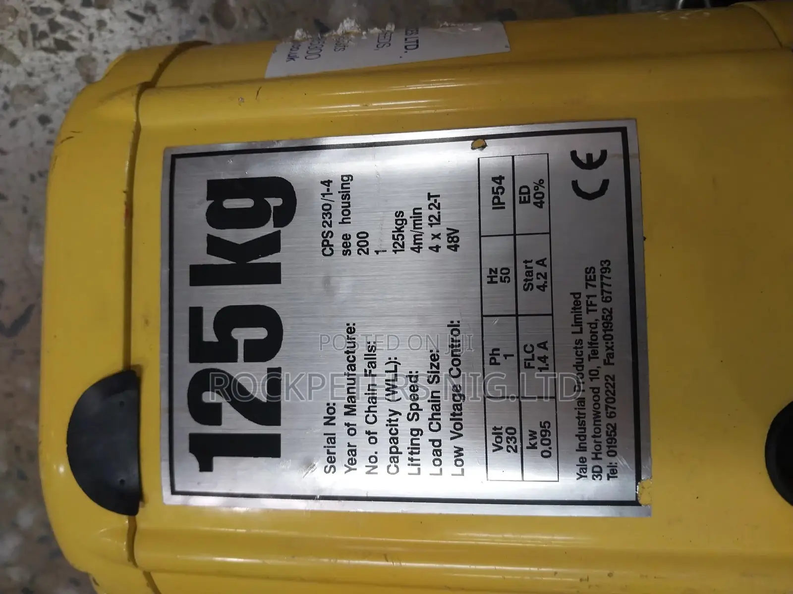 Yale Cps 230/1-4 125kg Electric Chain Hoist