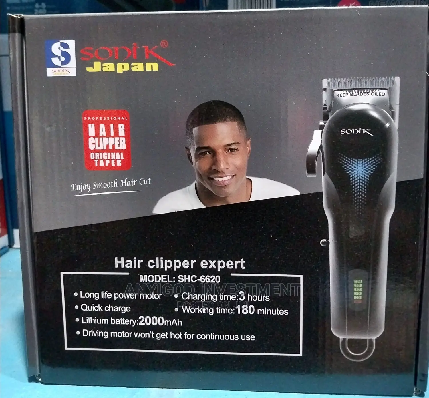 Sonik Rechargeable Hair Clipper With Led Battery Display