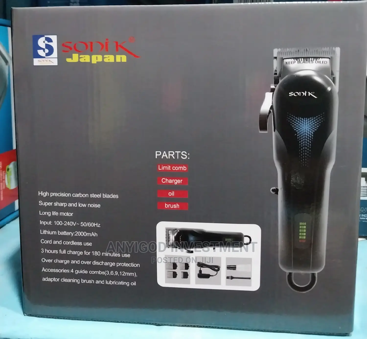 Sonik Rechargeable Hair Clipper With Led Battery Display