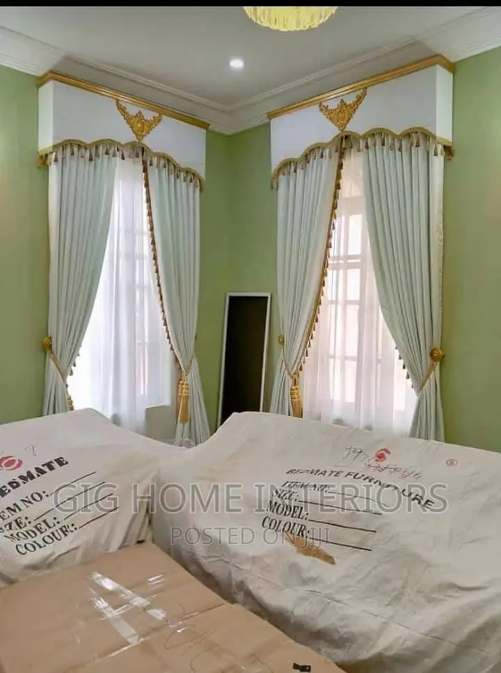 Turkish Curtains With Golden Pelmet Design