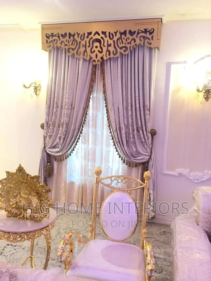Turkish Curtains With Golden Pelmet Design