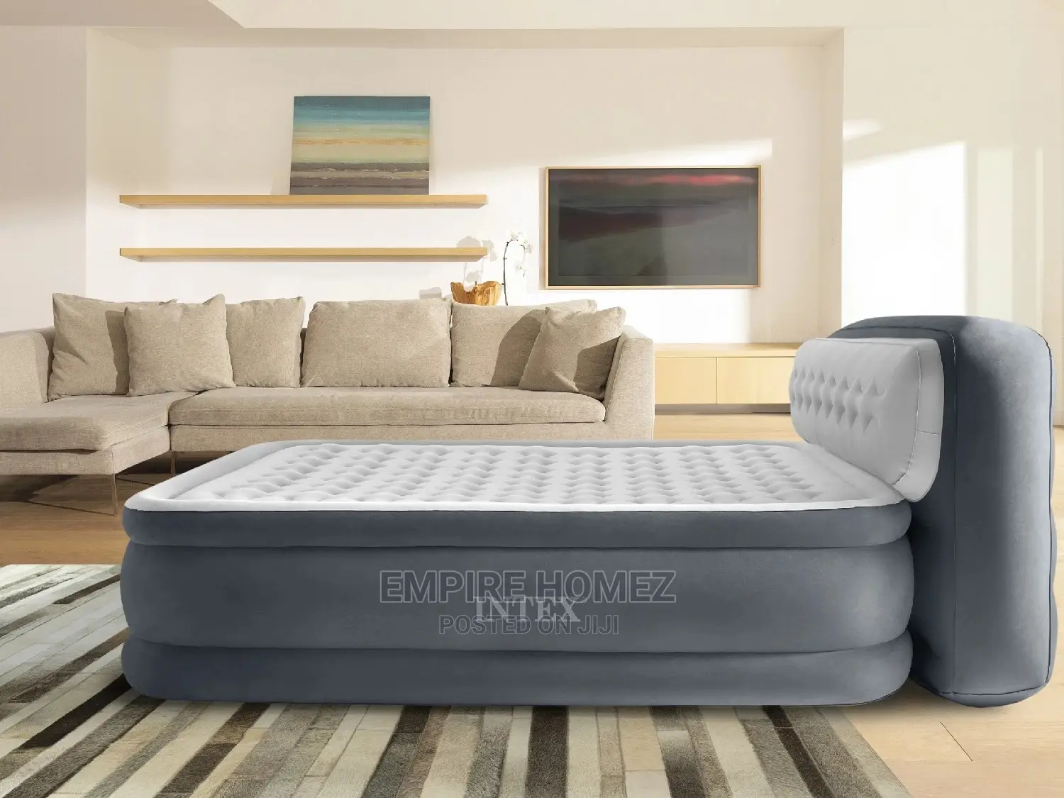 Inflatable Headboard Bed With Inbuilt Electric Pump