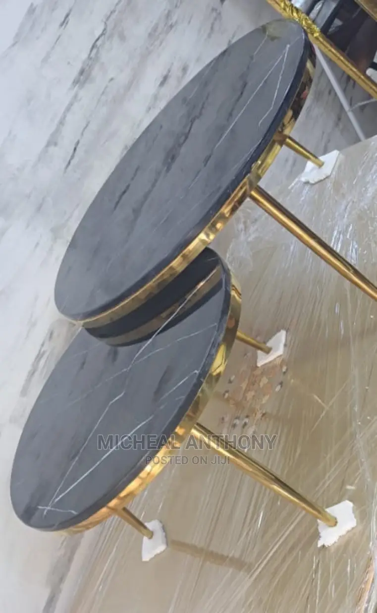 Two in One Center Table Gold Legs With Marble Top