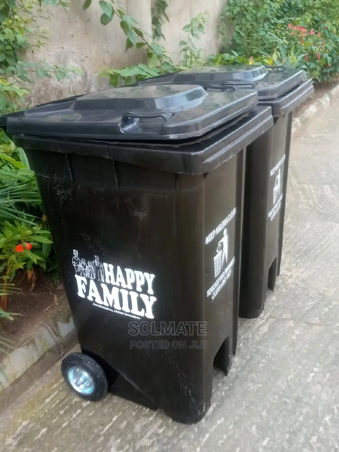 240 Litres Happy Family Plastic 2 Wheels Refuse Bin