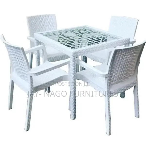 Glass Top Chilling Plastic Table Set
