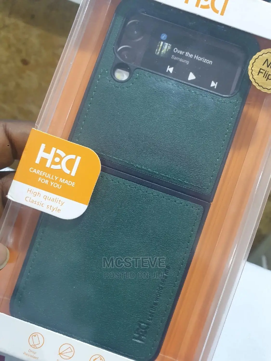 HDD Leather Case Cover for Samsung Galaxy Z Flip 4 Green