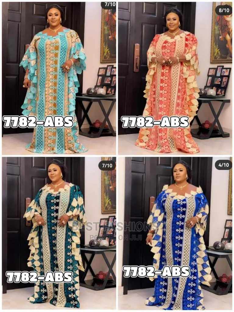 Elegant Ladies Cord Lace Bubu Gown