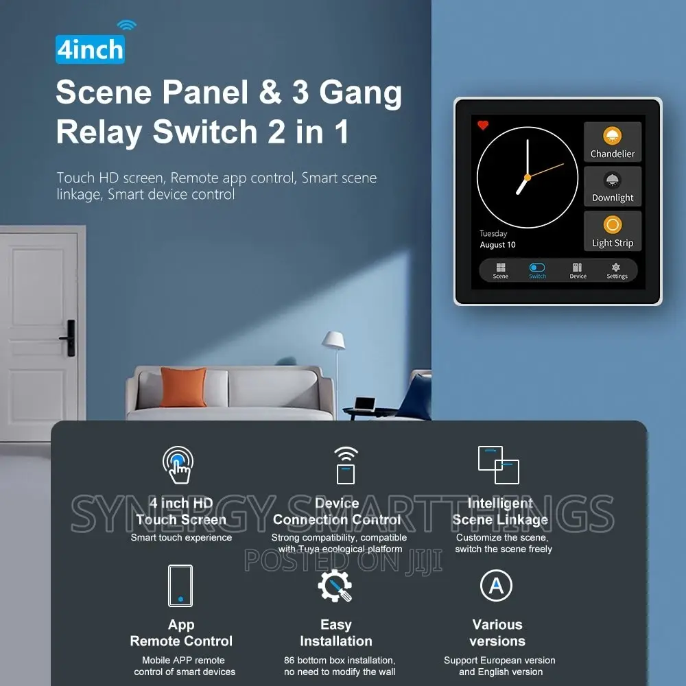 Tuya Zigbee Smart Home Control Panel 4" LCD Touch With 3gang