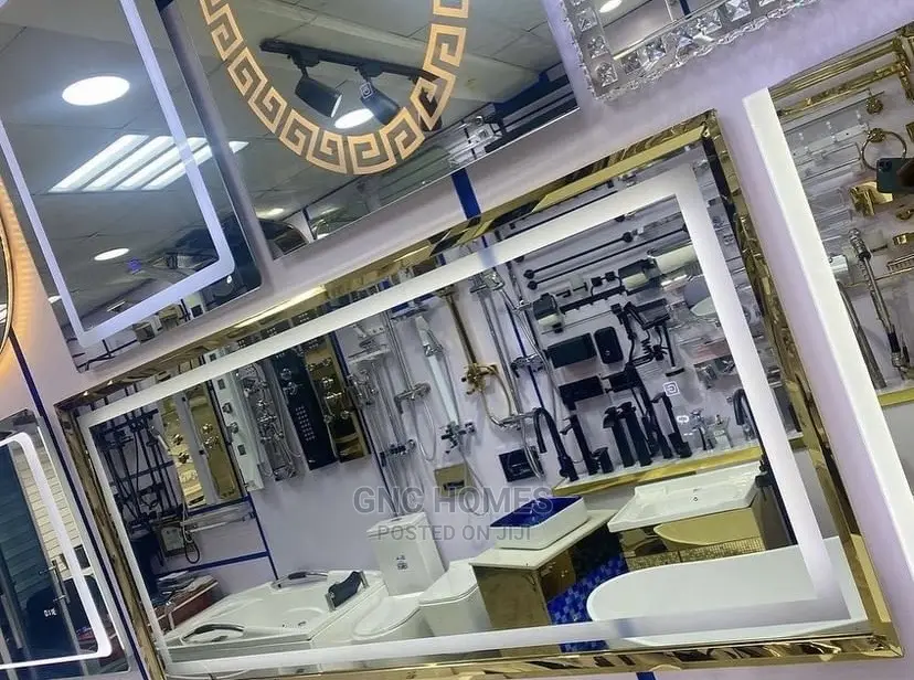 Gold Frame Led Mirror (Bluetooth Speaker)